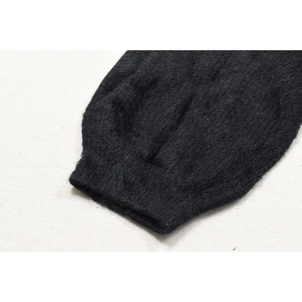 GAP Women's XXL Black Fuzzy Mock Neck Knit Pullover Sweater Ribbed Cuffs